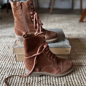 b.o.c. Chestnut Suede Combat Boots